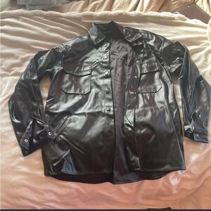 Black faux Leather Men's Jacket